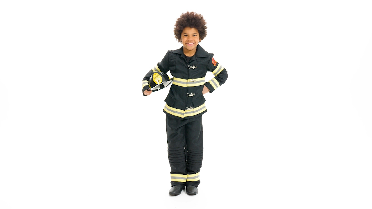 FUN6815CH Black Uniform Firefighter Kids